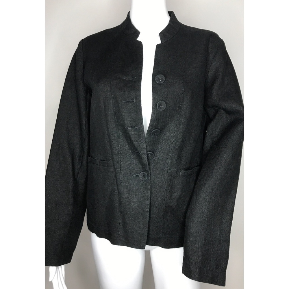 Eileen Fisher Linen Jacket Blazer Button Up Down